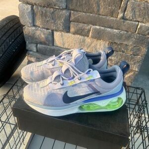 Nike Men's Lavender and Neon Green Air Max-Style Athletic Sneakers